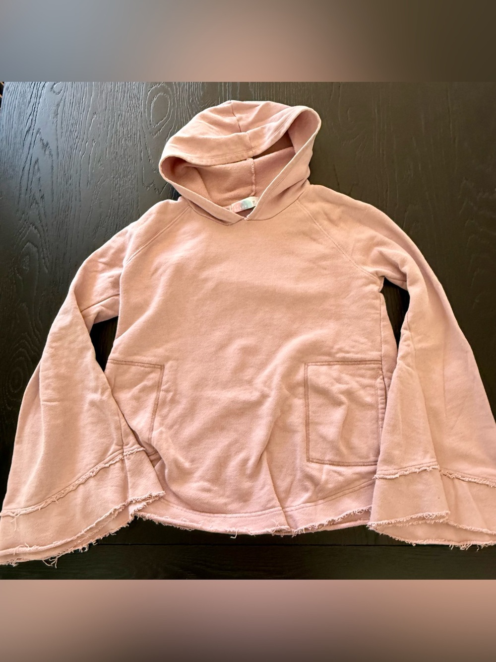 Free People FP Beach Hooded Sweatshirt XS 💕Antique Rose💕Raw Hems Like New💕 - Picture 7 of 10